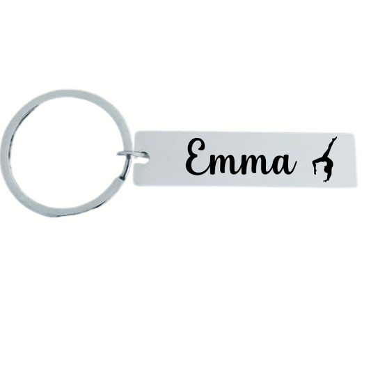 Personalized Engraved Gymnastics Keychain - Rectangle Shape - Pick Style
