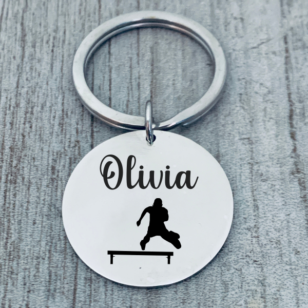 Personalized Track And Field Hurdles Keychain