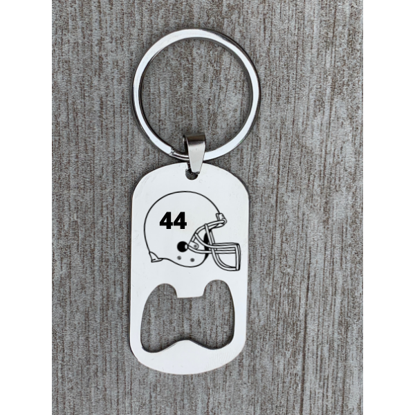Personalized Engraved Football Bottle Opener Keychain