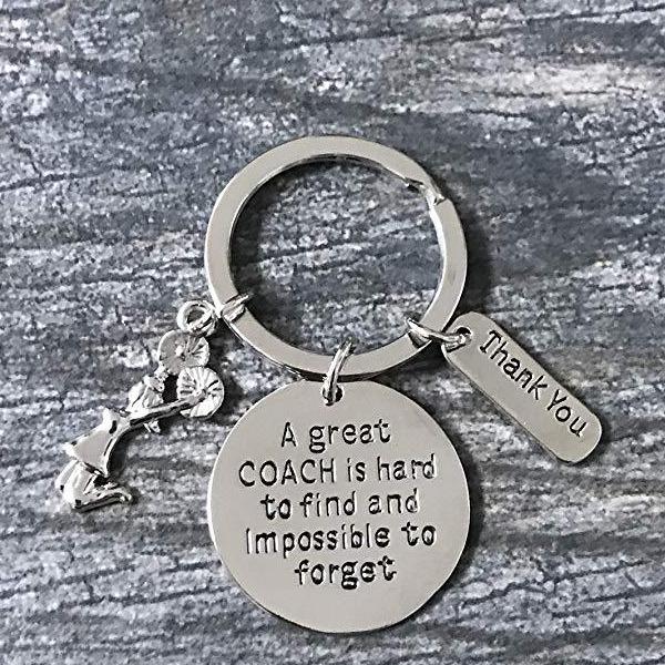 Cheer Great Coach is Hard to Find But Impossible to Forget Keychain - Sportybella