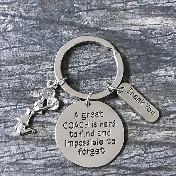 Cheer Great Coach is Hard to Find But Impossible to Forget Keychain - Sportybella
