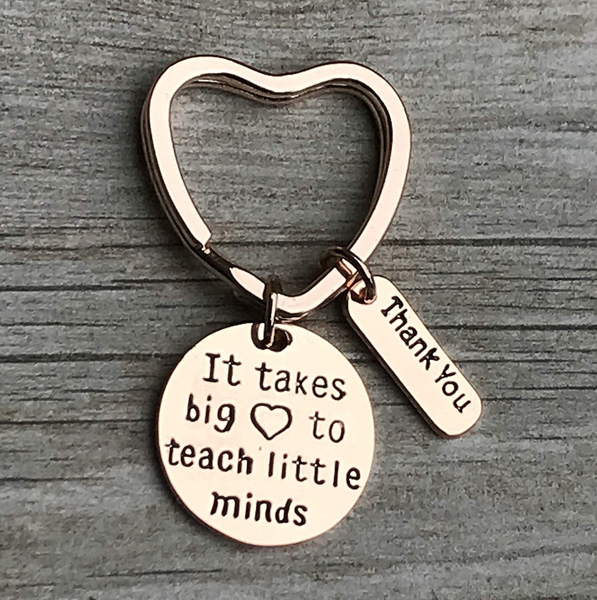 Teacher Keychain, It Takes a Big Heart to Help Shape Little Minds Rose Gold Jewelry - Infinity Collection