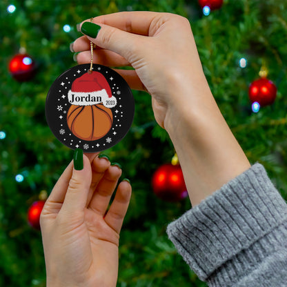 Basketball Ornament, Personalized Christmas Ceramic Basketball Christmas Tree Ornament for Basketball Players