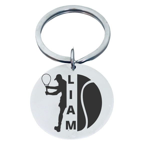 Boys Personalized Engraved Tennis Keychain