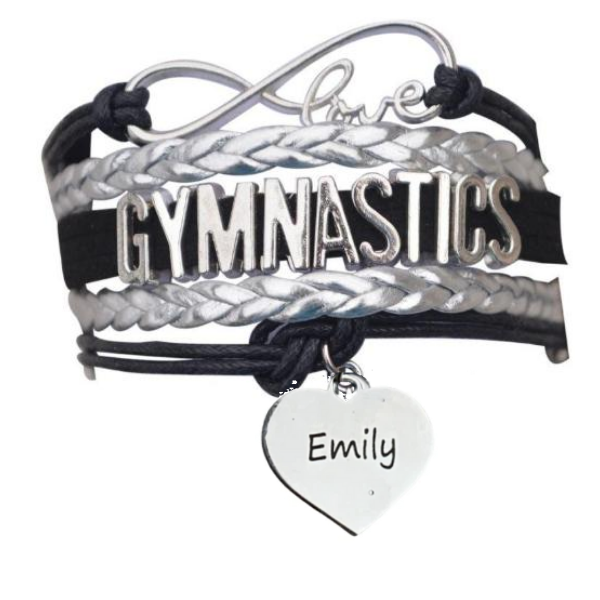 Personalized Engraved Gymnastics Infinity Bracelet- Pick Color