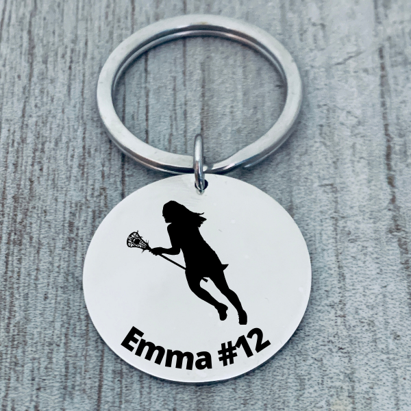 Girls Personalized Engraved Lacrosse Keychain