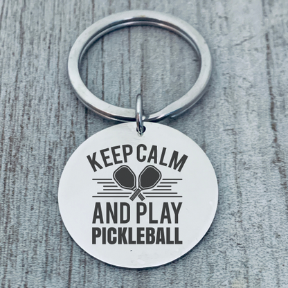 Pickleball Keep Calm Keychain