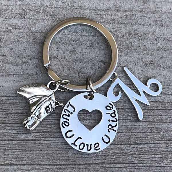 Equestrian Live Love Keychain with Letter Charm - Sportybella