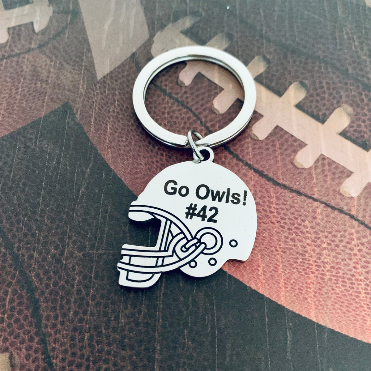 Personalized Engraved Football Helmet Keychain