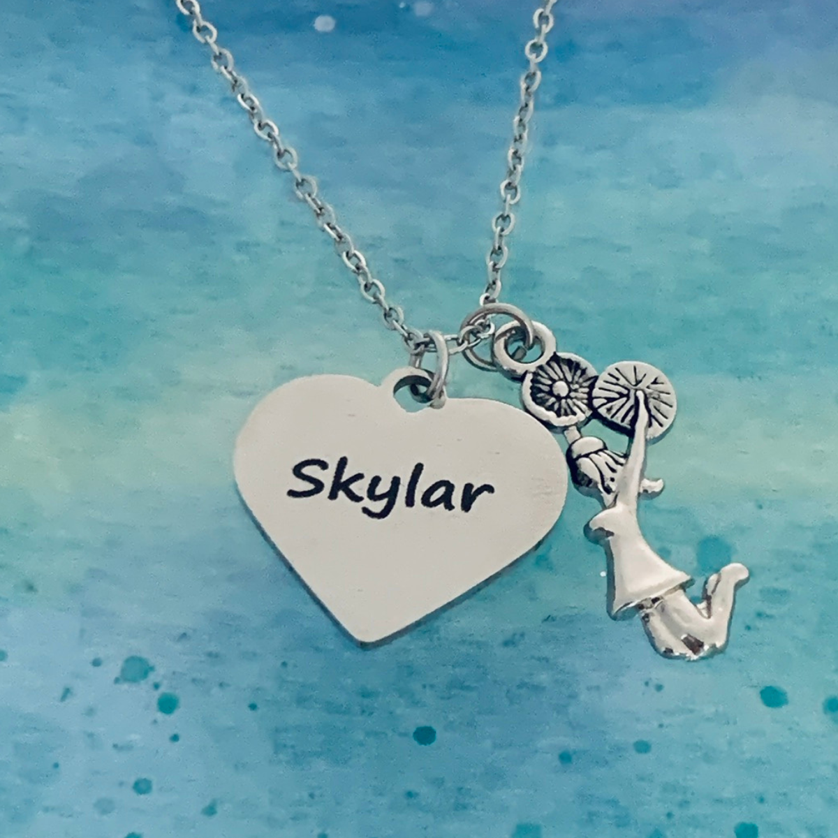 Personalized Engraved Cheer Heart Necklace-Pick Style