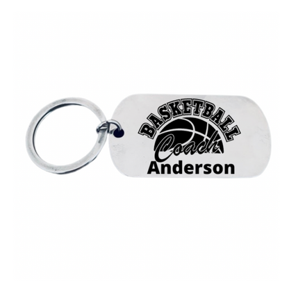 Personalized Engraved Basketball Coach Keychain
