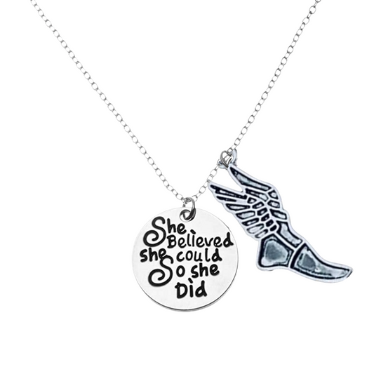 Track Necklace- She Believed She Could So She Did