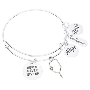 Pickleball Charm Bracelet - Never Give Up