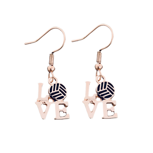 Love Volleyball Rose Gold Earrings