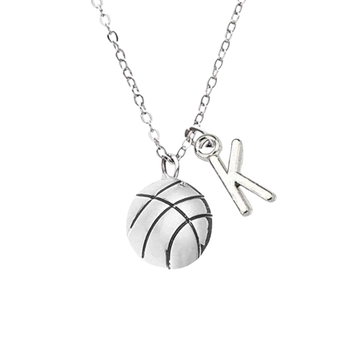 Personalized Basketball Necklace with Letter Charm