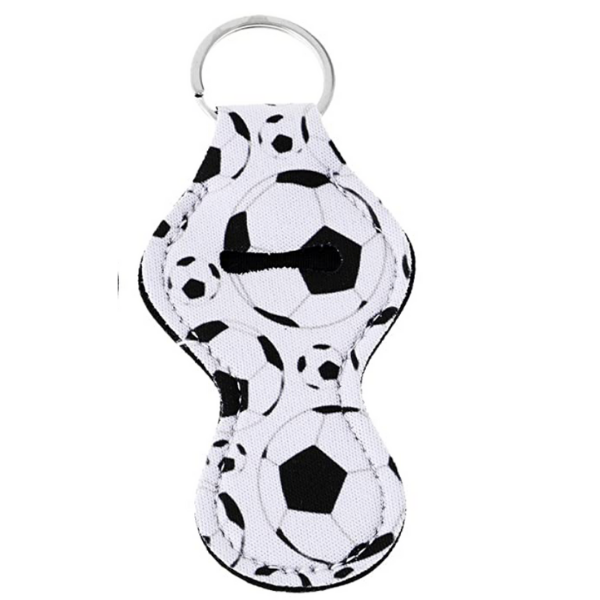 soccer chapstick keychain