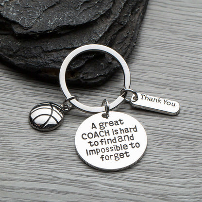 Basketball Coach Keychain - A Great Coach is Hard to Find and Impossible to Forget