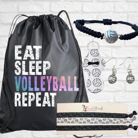 Volleyball Sportybag - Eat Sleep Volleyball Repeat Nylon Drawstring Bag