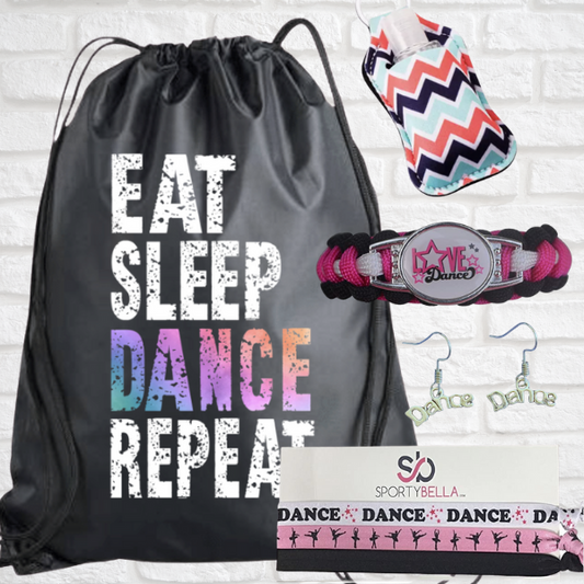 Dance Gift Bundle- Eat Sleep Dance Repeat Nylon Drawstring Bag