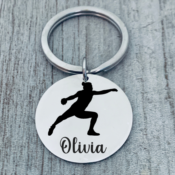 Personalized Track And Field Discus Keychain - Round - Pick Style