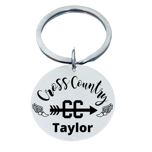 Engraved Cross Country Runner Keychain