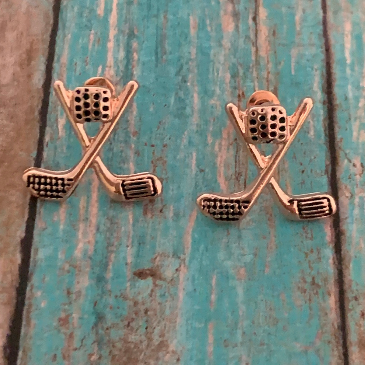 Golf Charm Earrings - Rose Gold