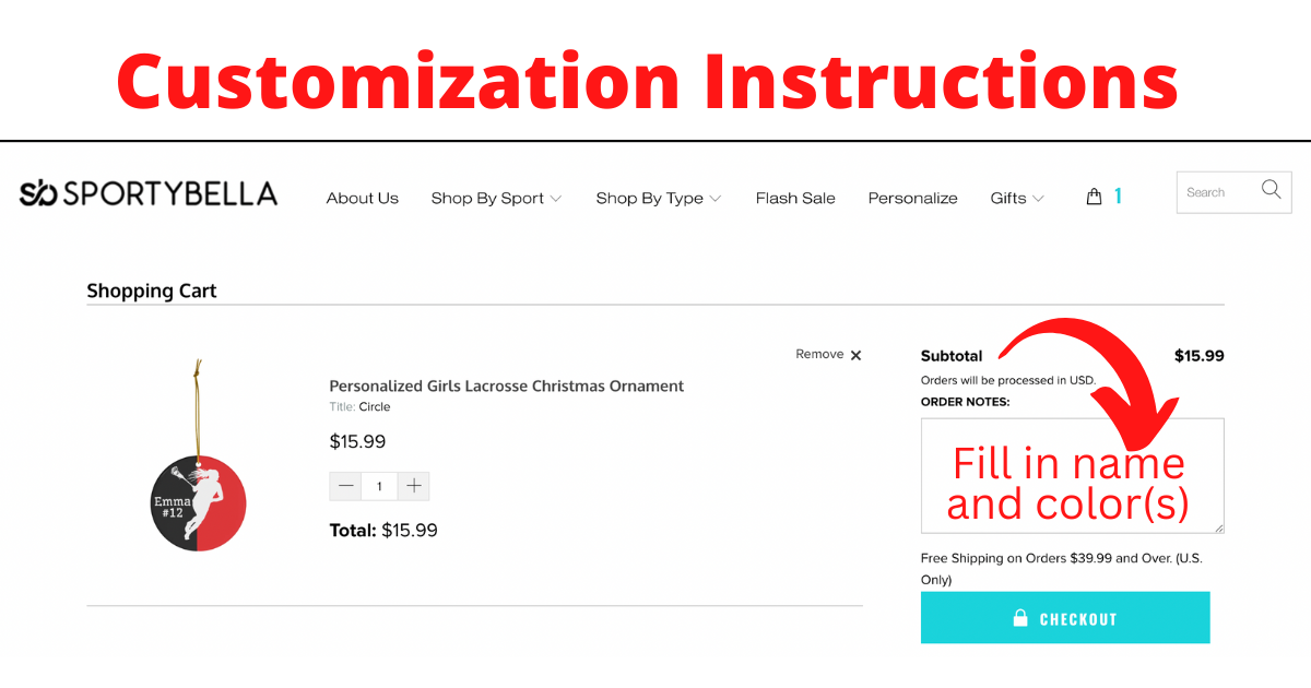 Personalized Field Hockey Ornament with Name and Number