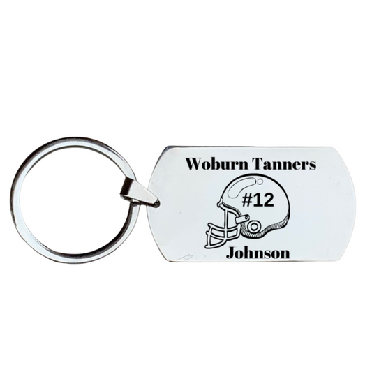 Personalized Engraved Football Keychain - Name and Number