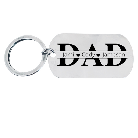 Personalized Engraved Dad Keychain