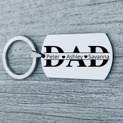 Personalized Engraved Dad Keychain