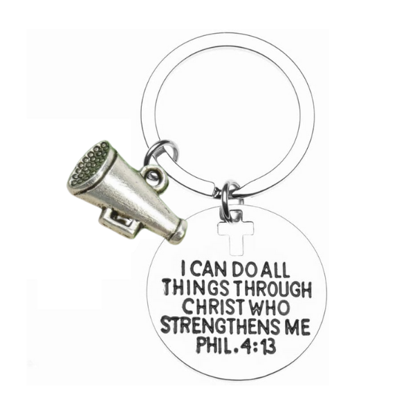 Cheer I Can Do All Things Through Christ Who Strengthens Me Phil. 4:13 Charm Keychain