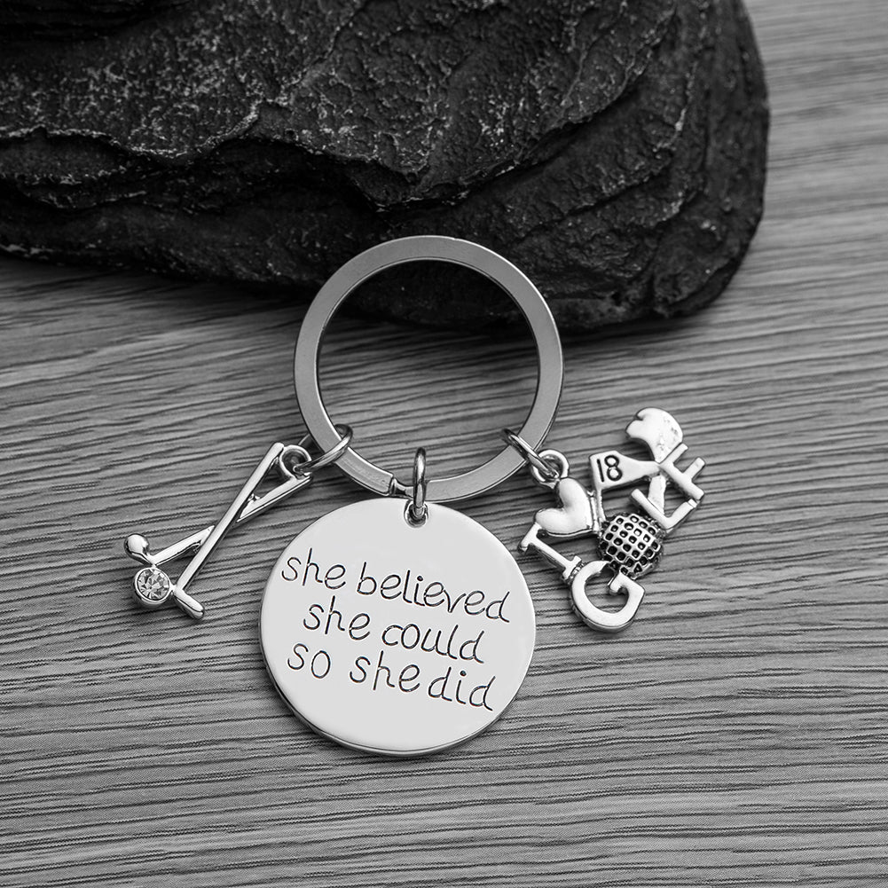 Golf She Believed She Could So She Did Charm Keychain