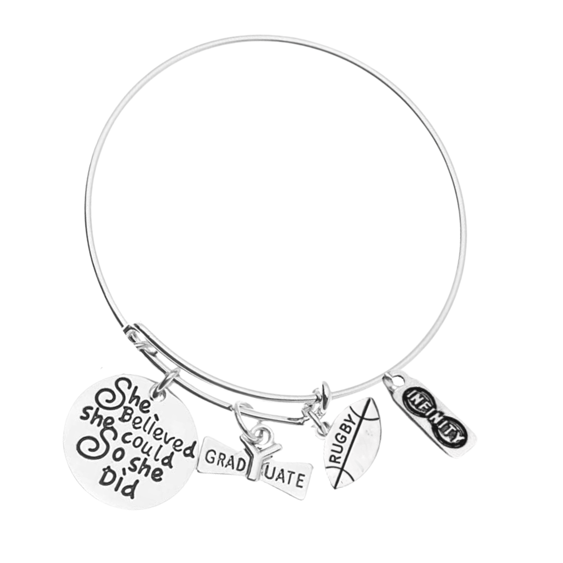 Sports Graduation Bracelet - She Believed She Could- Pick Activity