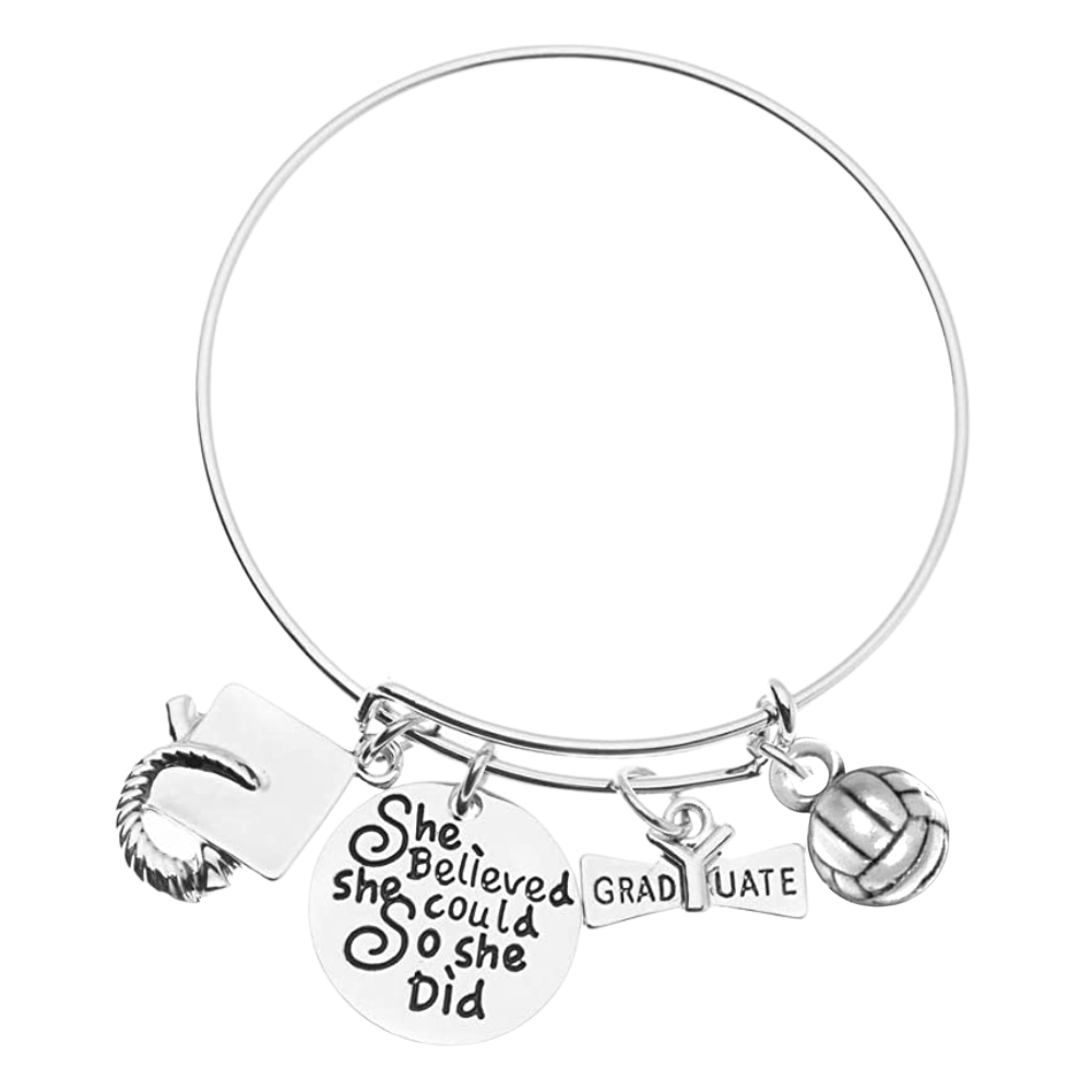Volleyball Graduation Bracelet - she believed she could