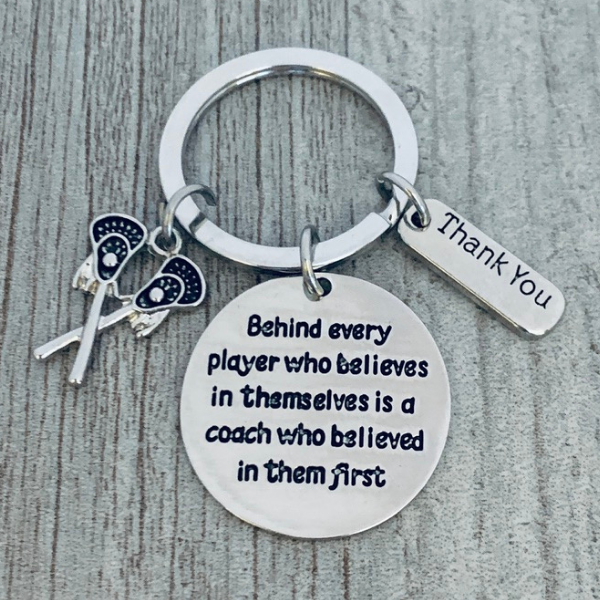 Lacrosse Coach Keychain with Inspirational Charms
