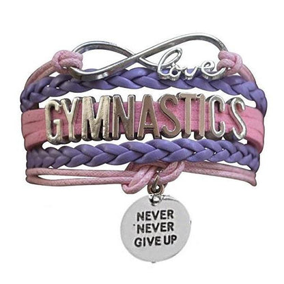Gymnastics Never Give Up Infinity Bracelet- 13 Colors - Sportybella