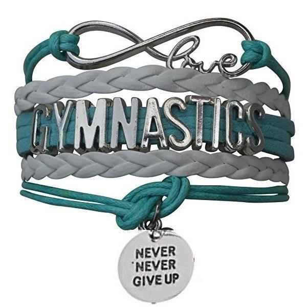 Gymnastics Never Give Up Infinity Bracelet- 13 Colors - Sportybella