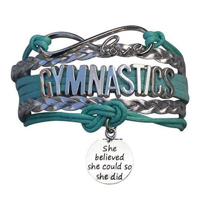 Girls Gymnastics She Could Infinity Bracelet- 13 Colors - Sportybella
