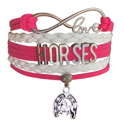 Horse Pink Infinity Charm Bracelet - Pick Charm