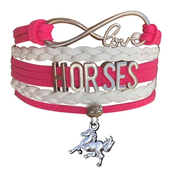 Horse Pink Infinity Charm Bracelet - Pick Charm