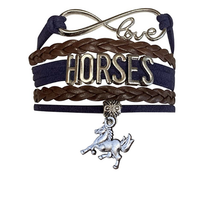 Horse Infinity Charm Bracelet - Navy