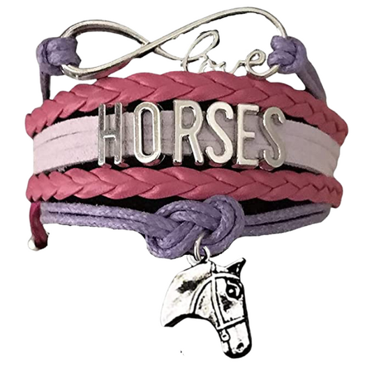 Horse Infinity Charm Bracelet - Pink-Purple
