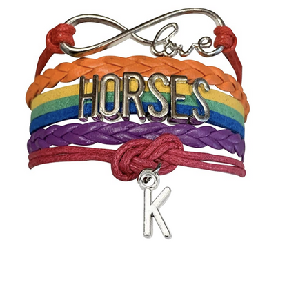 Personalized Horse Letter Charm Bracelet - Pick Color
