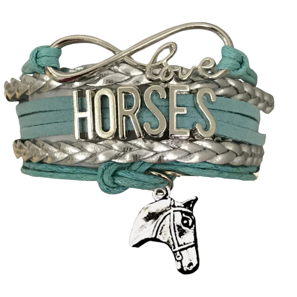 Horse Teal Infinity Bracelet - Pick Charm