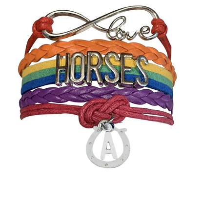 Horseshoe Initial Charm Bracelet - Pick Colors