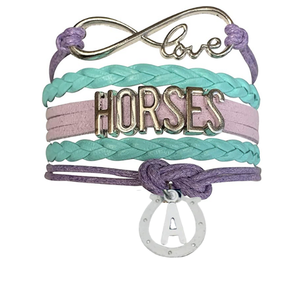 Horseshoe Initial Charm Bracelet - Pick Colors