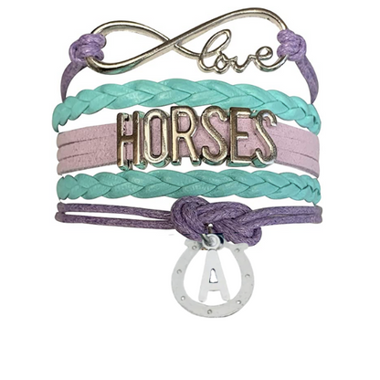 Horseshoe Initial Charm Bracelet - Pick Colors