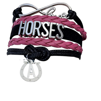 Horseshoe Initial Charm Bracelet - Pick Colors