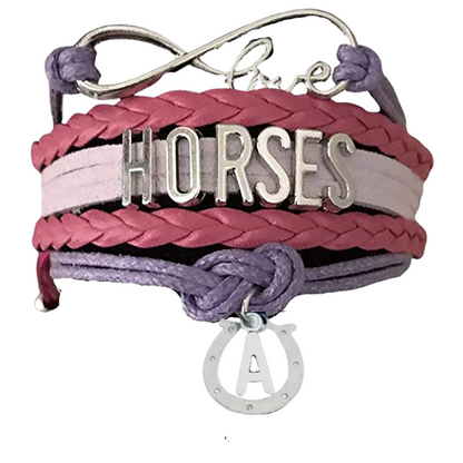 Horseshoe Initial Charm Bracelet - Pick Colors