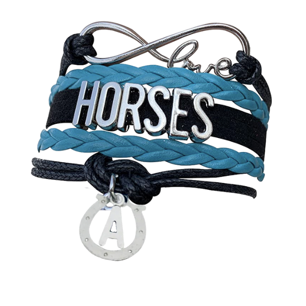 Horseshoe Initial Charm Bracelet - Pick Colors